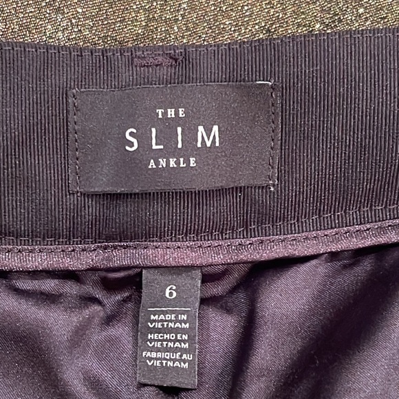 White House Black Market Slim Fit Metallic Gold Ankle Pants - Picture 5 of 6